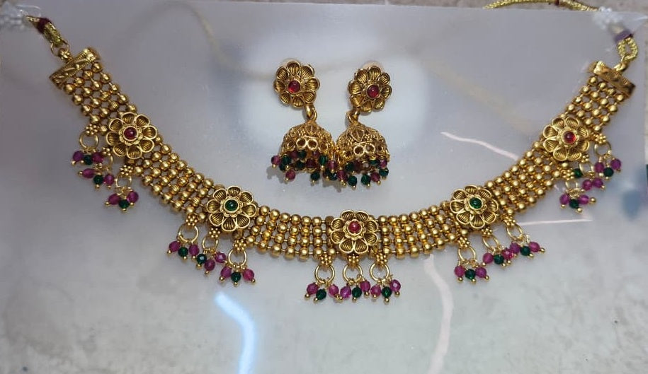 Antique Gold Plated Choker Necklace Set