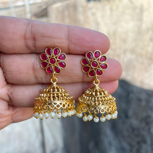 Indulge in elegance with our Brass Gold Plated Jhumki Earring