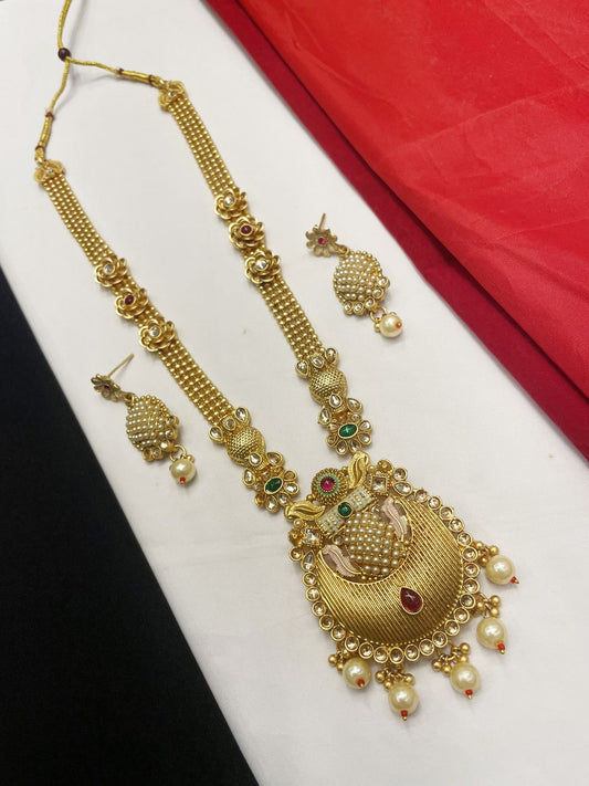 Upgrade your fashion game with our Antique Meenakari Jewelry Rajwadi Long Necklace Set