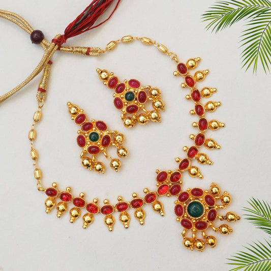Gold Plated Multicolor Short Necklace