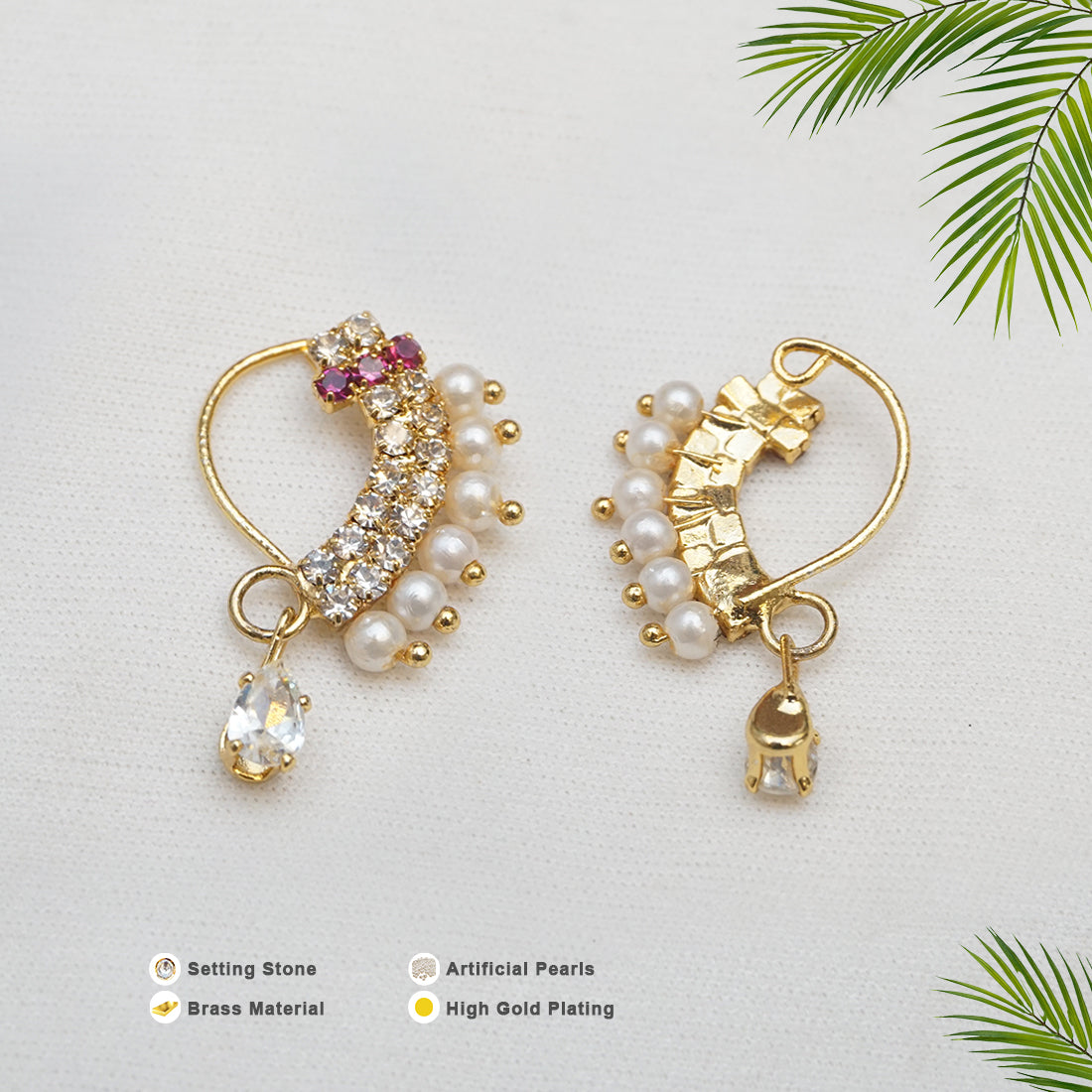 Press Setting Stone Gold Plated Nath Design