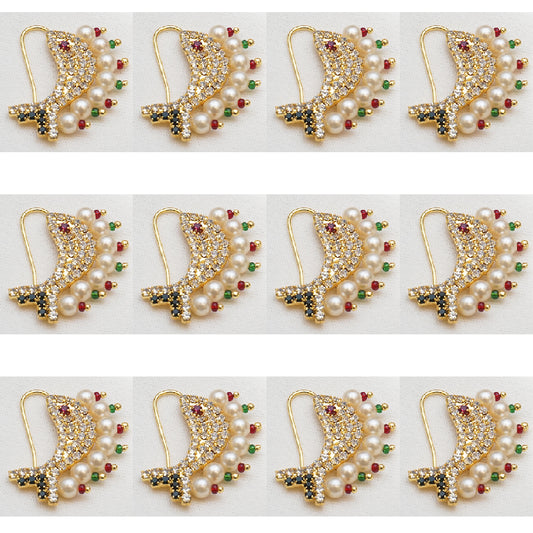 Discover the elegant and intricately designed Fish Style Multicolour Gold Plated Combo 12 pieces Nath