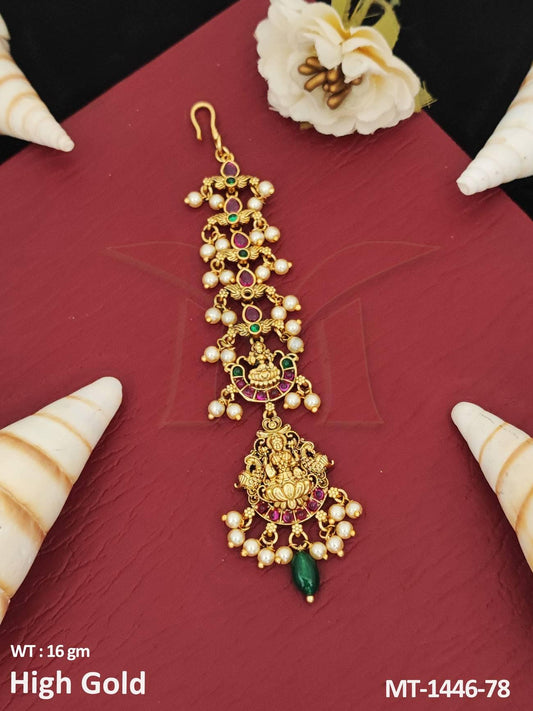 Temple Jewelry High Gold Polish Fancy South Style Temple Maang Tikka