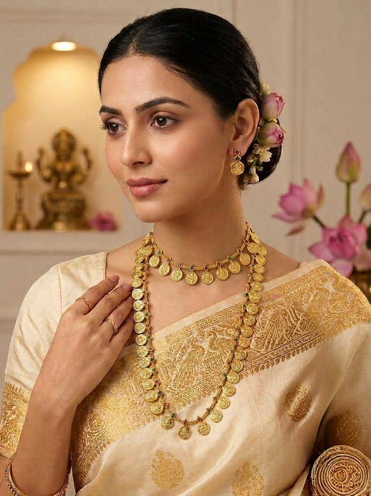 Laxmi Coin Multicolor Semi Bridal Set