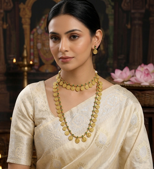 Laxmi Coin Green Semi Bridal Set