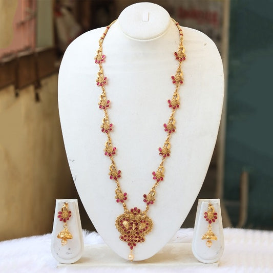 Appealing Gold Plated Peacock Necklace Set for women