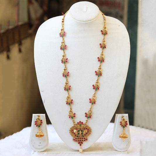 Appealing Gold Plated Peacock Necklace Set for women