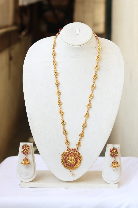 fancy traditional Maroon Long Necklace for Women
