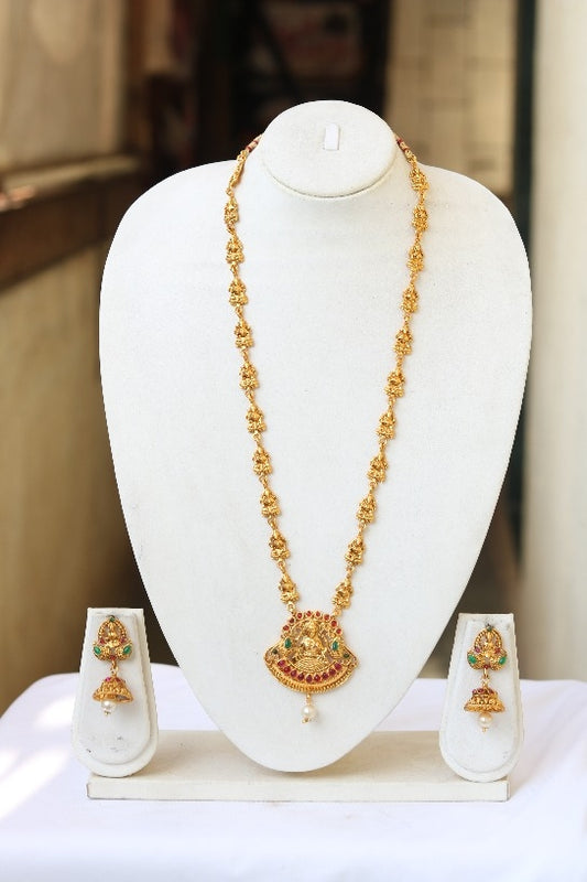 Golden Laxmi Design Long Necklace for Women