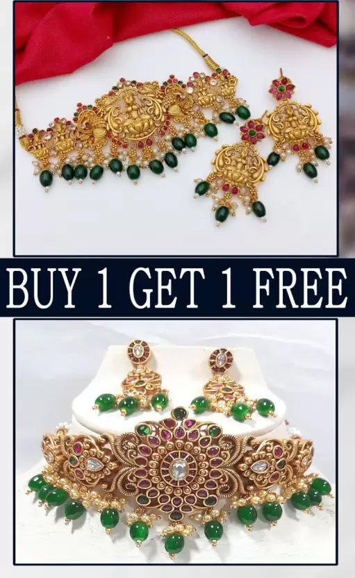 Combo Choker Necklace Set | Buy 1 Get 1 Free | Laxmi Choker Necklace Set