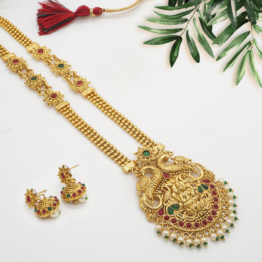 Look Ethnic Gold Plated Long Necklace For Women