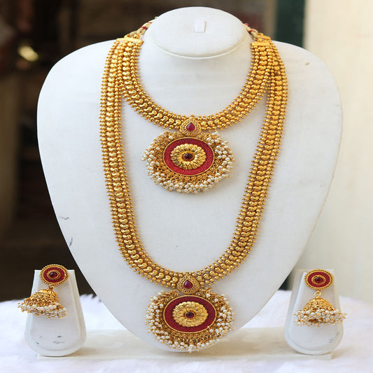 Ruby Kundan With Meenakari Design Haram Set