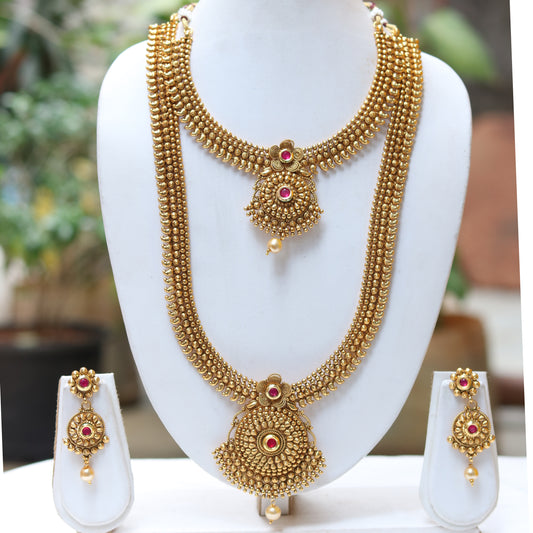Latest Unique Design Ruby Colour Haram Set