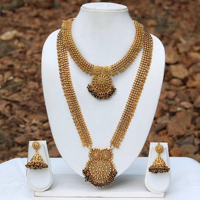 Traditional South Indian Golden Haram Necklace Set
