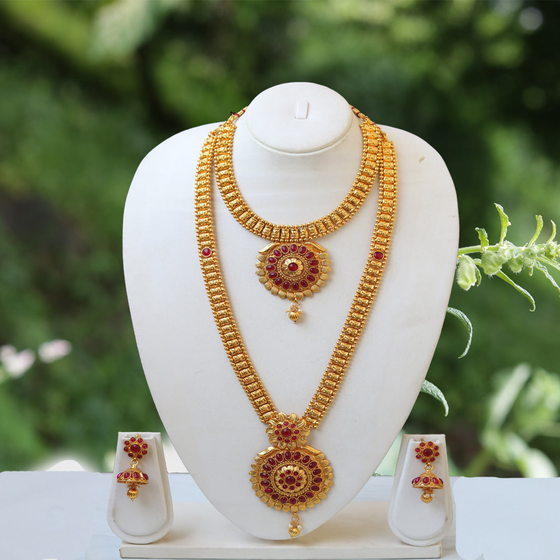 Unique Flower Design  Maroon Color Haram Set