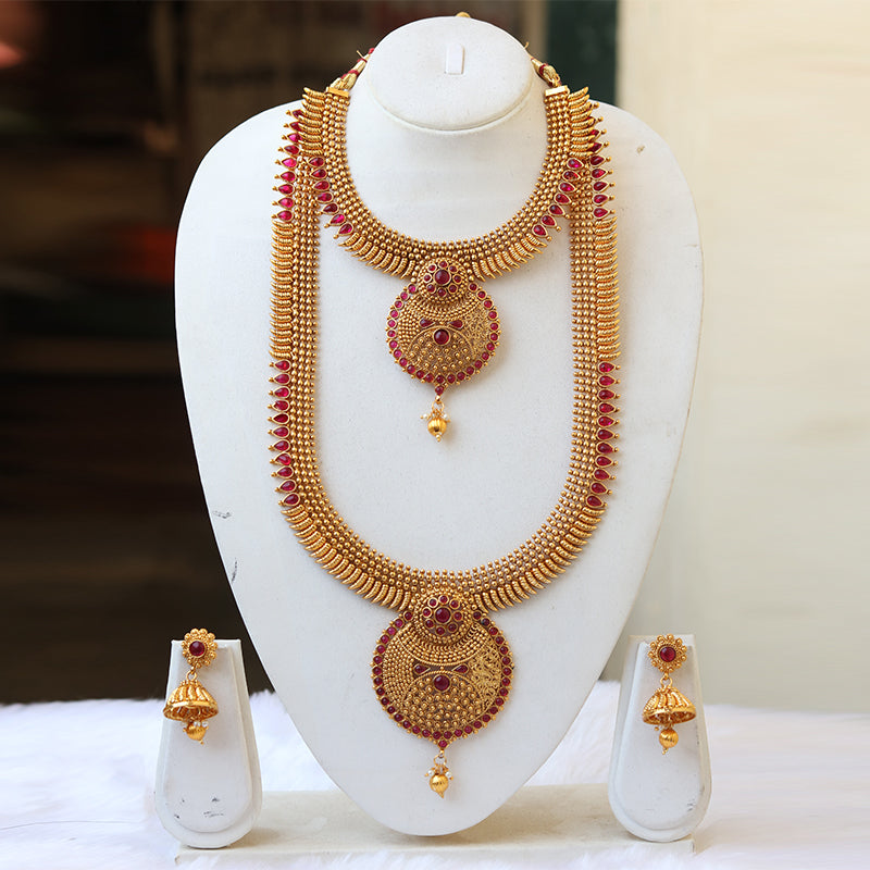 Handmade South Indian Short Long Bridal Haram Necklace Set