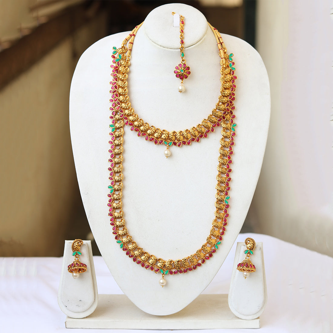Style Look Gold Plated Haram Semi Baridal Necklace Set
