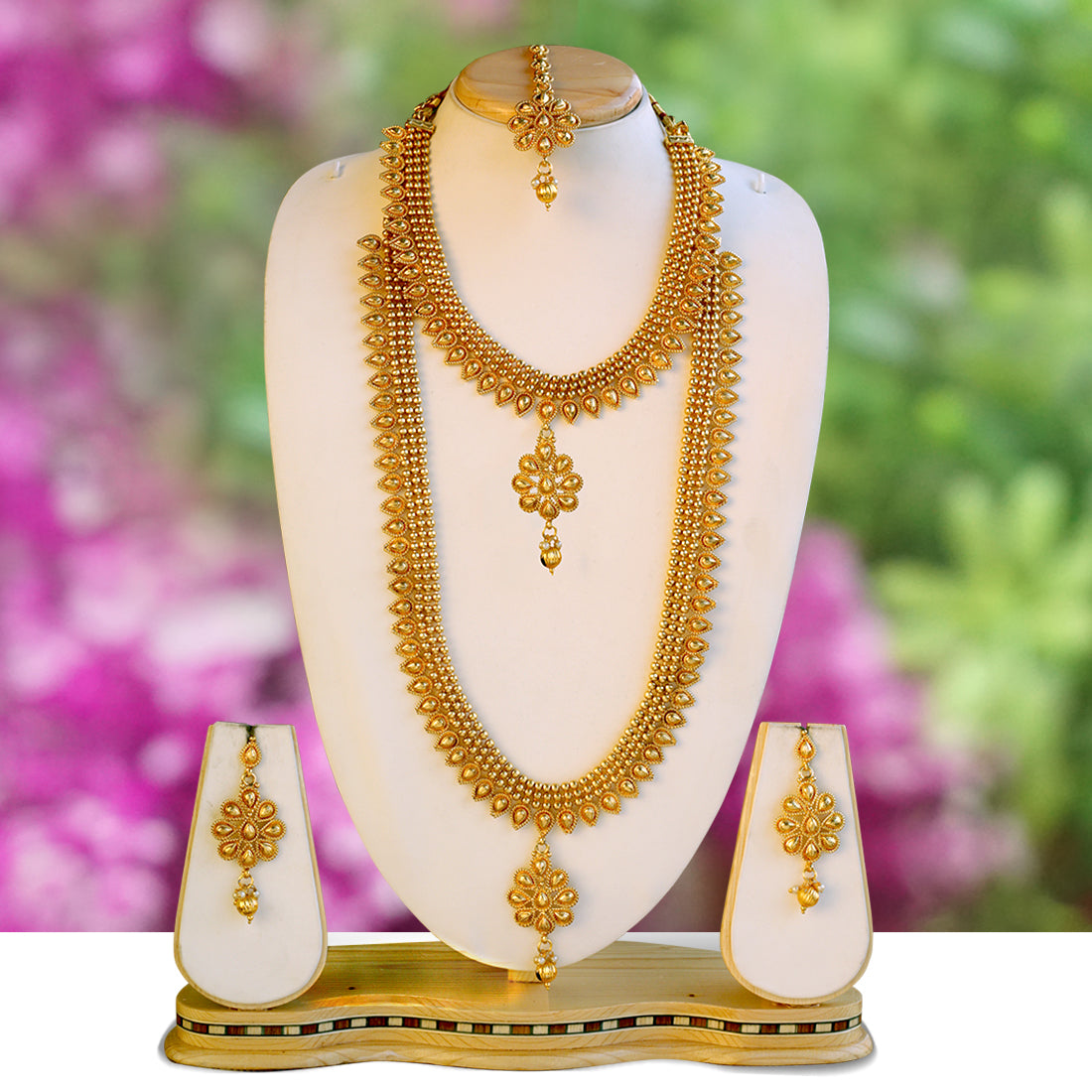 Gold plated Antique haram necklace set