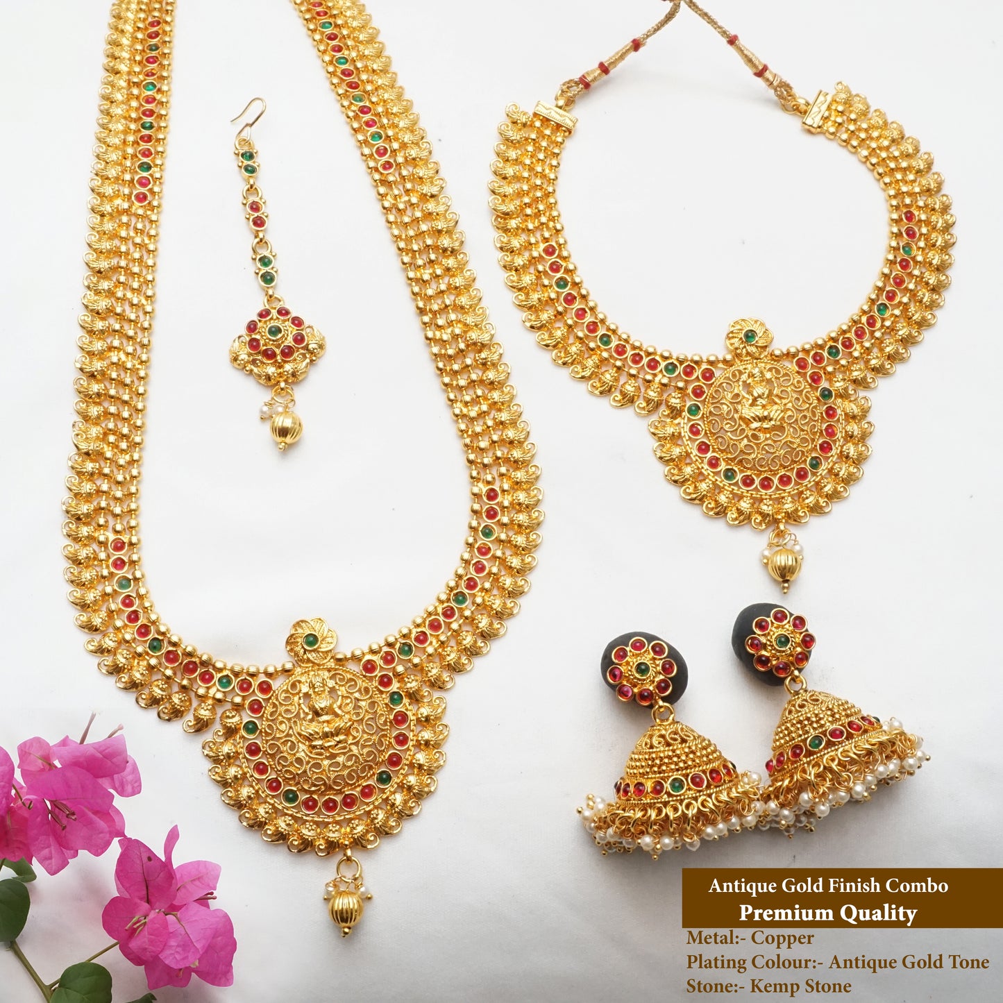 Attractive Gold Plated Laxmi Design Haram Set