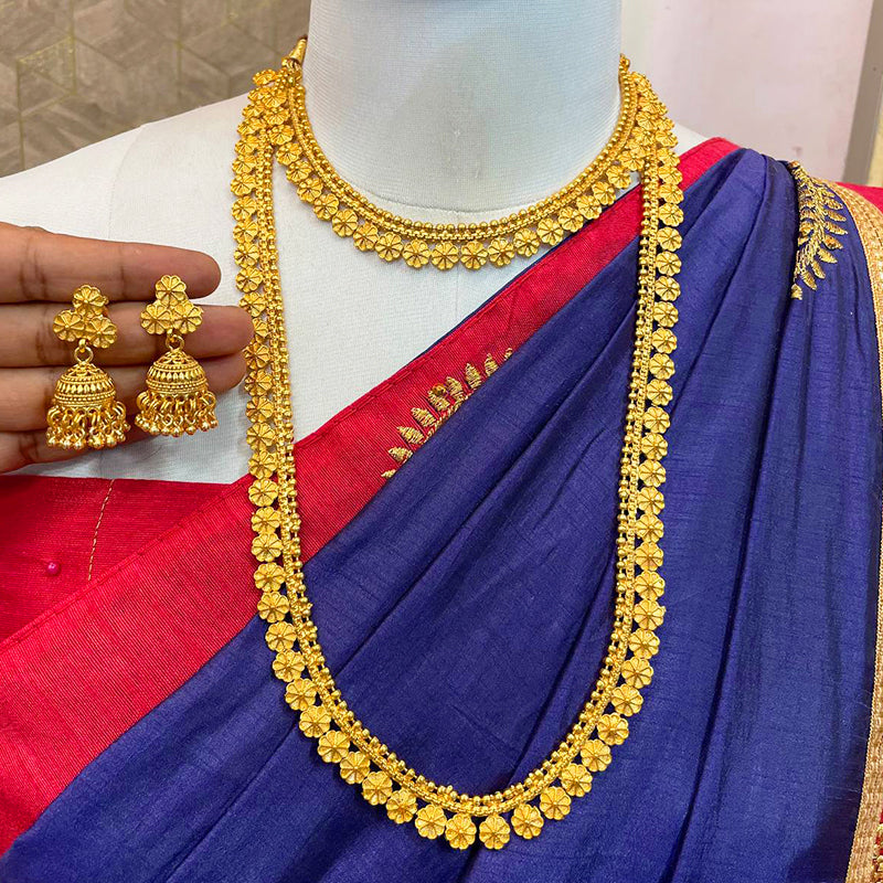 Brass Haram Combo High Gold Plated Necklace With Jhumki
