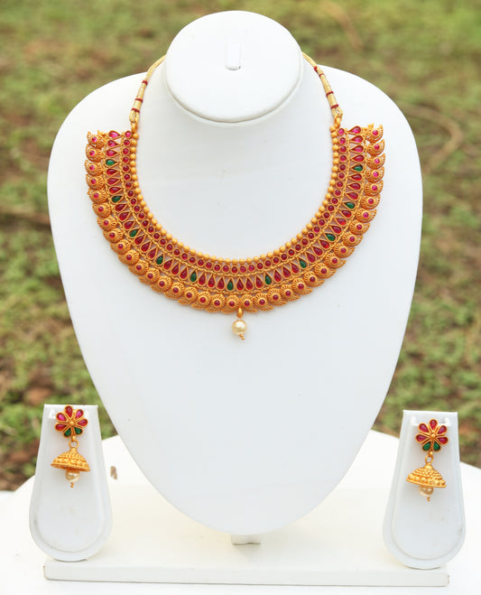 Multicolor *Matte Finish* Short Necklace Set