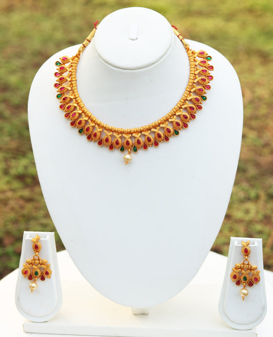 Classy Multicolor *Matte Finish* Short Necklace Set