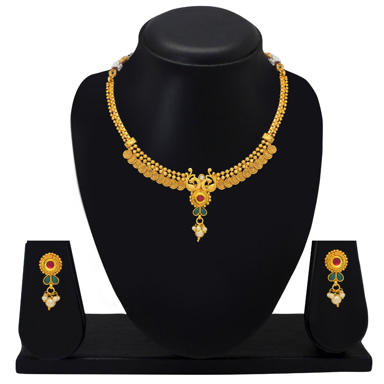 Gold Plated Antique Short Necklace Set