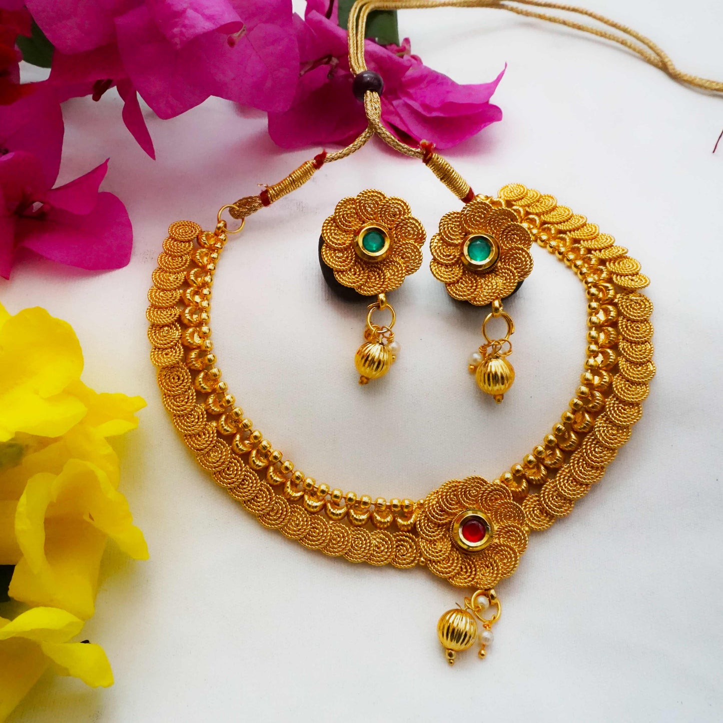 Traditional Gold Plated Short Necklace For Women