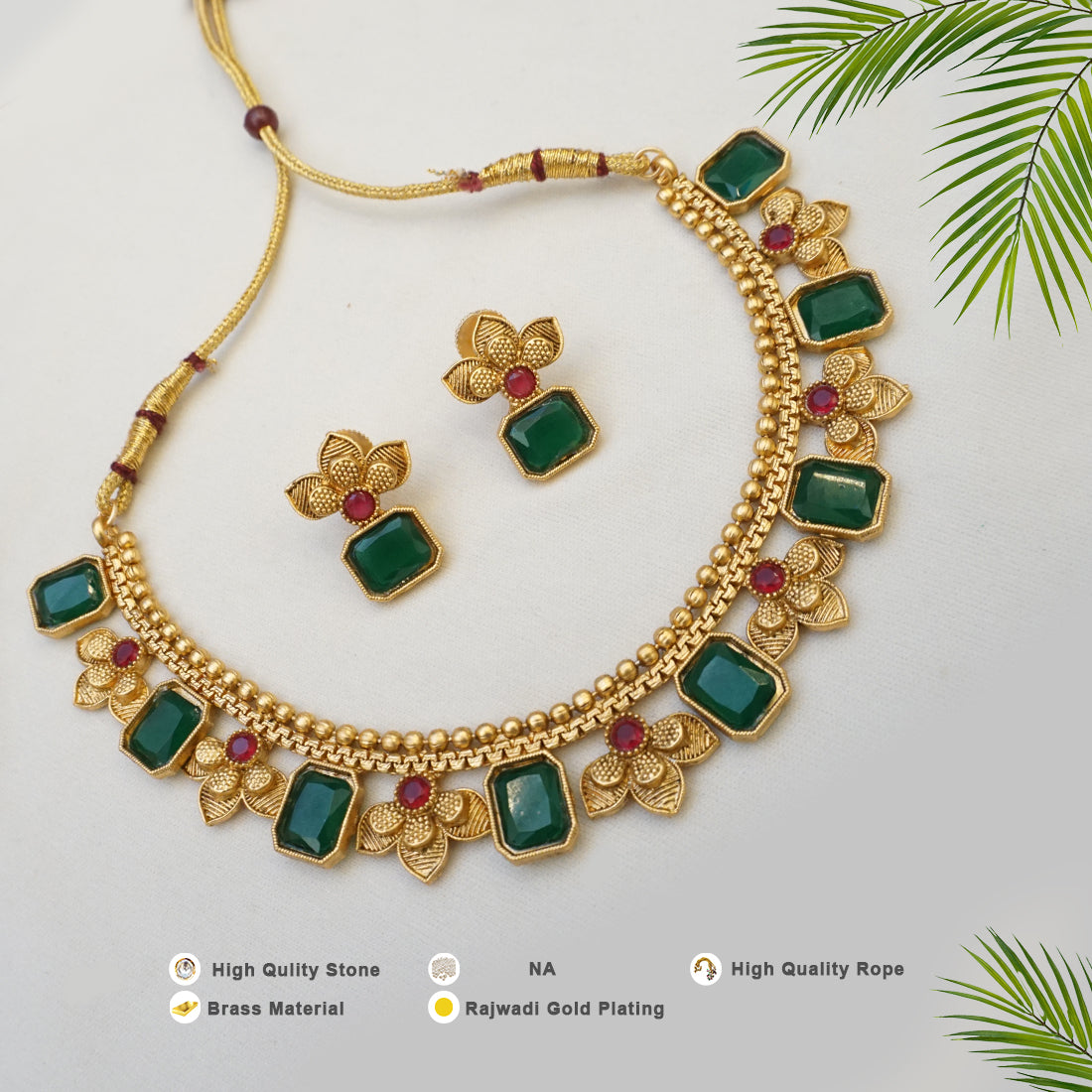 Rajwadi Gold Plated Short Necklace Set with Earring