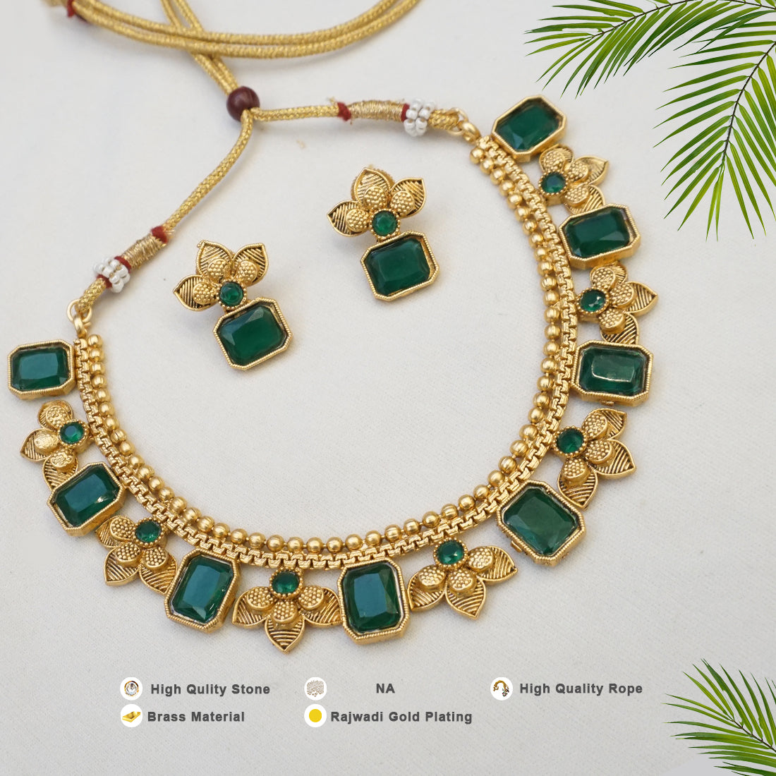Rajwadi Gold Plated Short Necklace Set with Earring