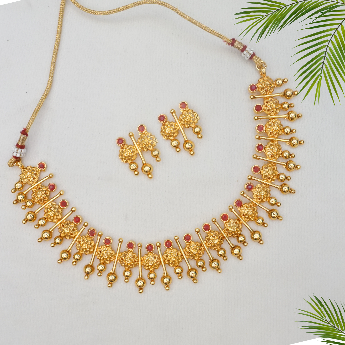Maroon stone outlet necklace set
