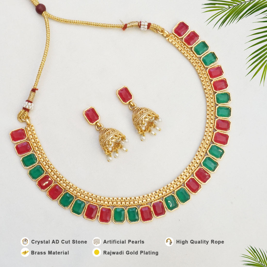 Rajwadi Necklace Set With Jhumki earring