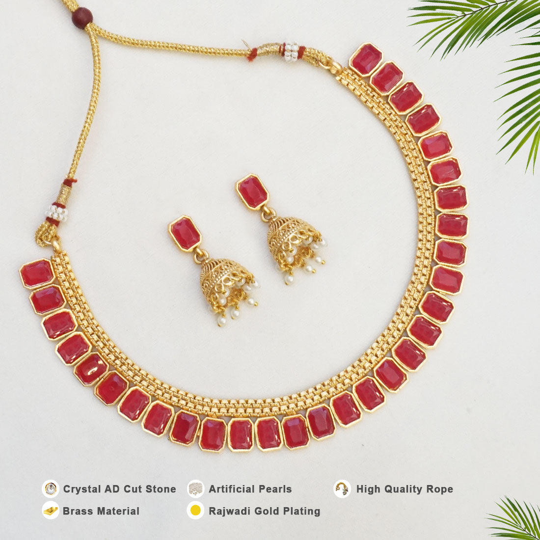 Rajwadi Necklace Set With Jhumki earring