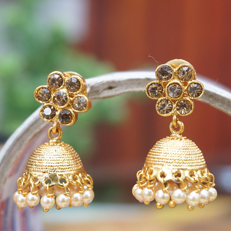 Latest Antique Gold Plated Traditional Pearl Jhumki Earring