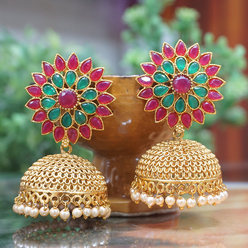 Gold Plated Party Wear Traditional Pearl Jhumki Earrings