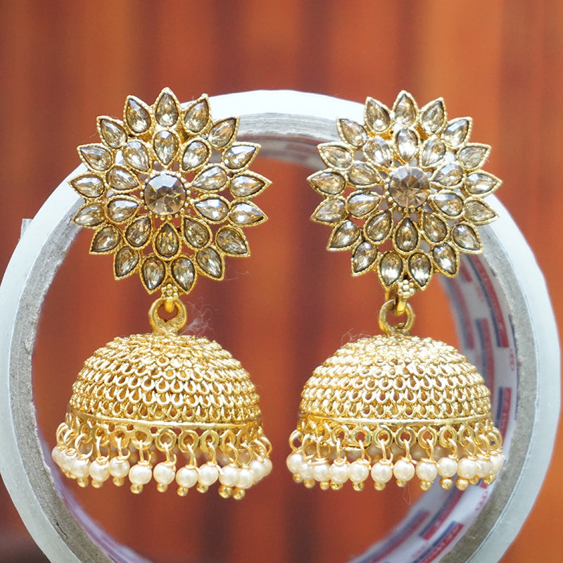 Gold Plated Party Wear Traditional Pearl Jhumki Earrings