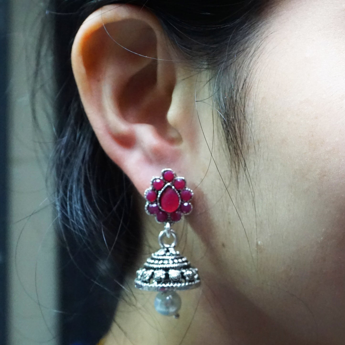 Maroon Color Small Jhumka Earring