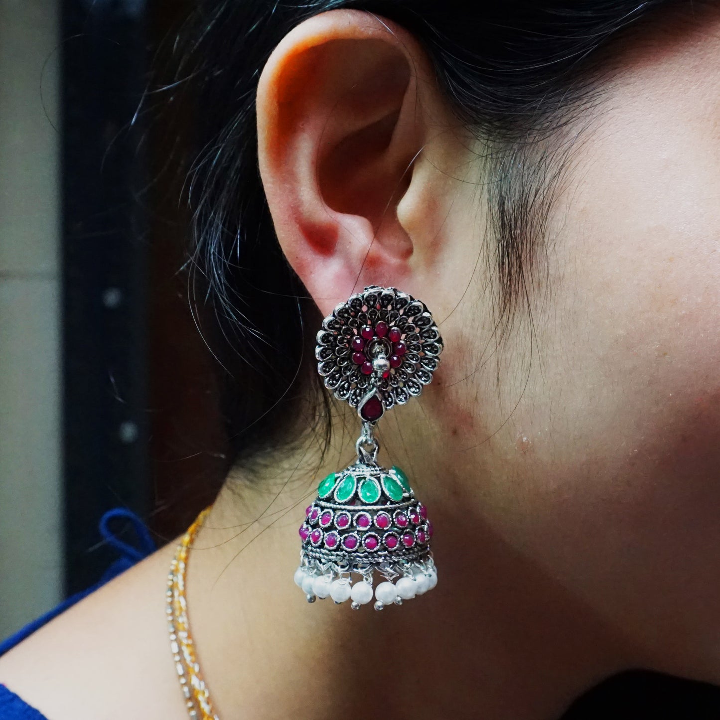 Peacock Design Multicolor Jhumka Earring
