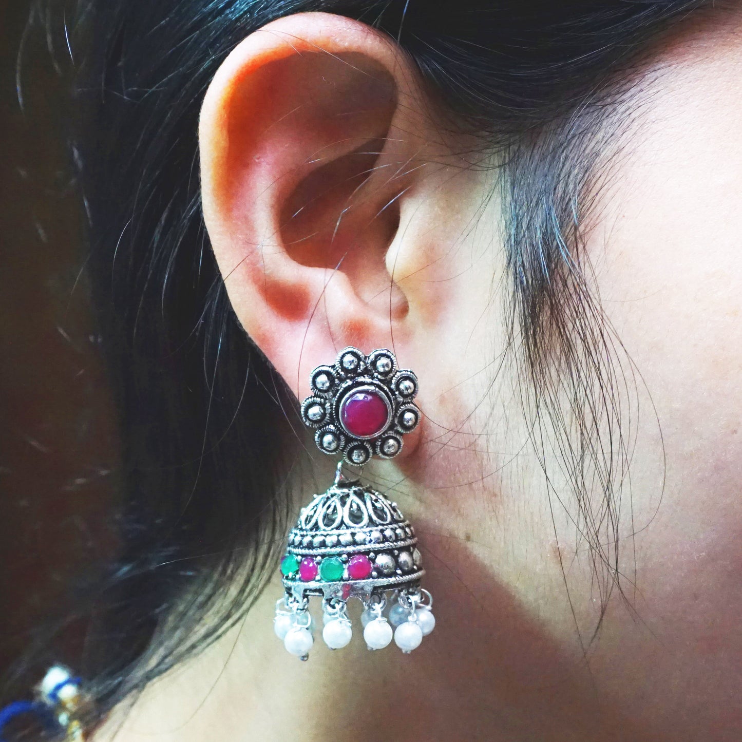 Classy Look Oxidized Jhumka Earring