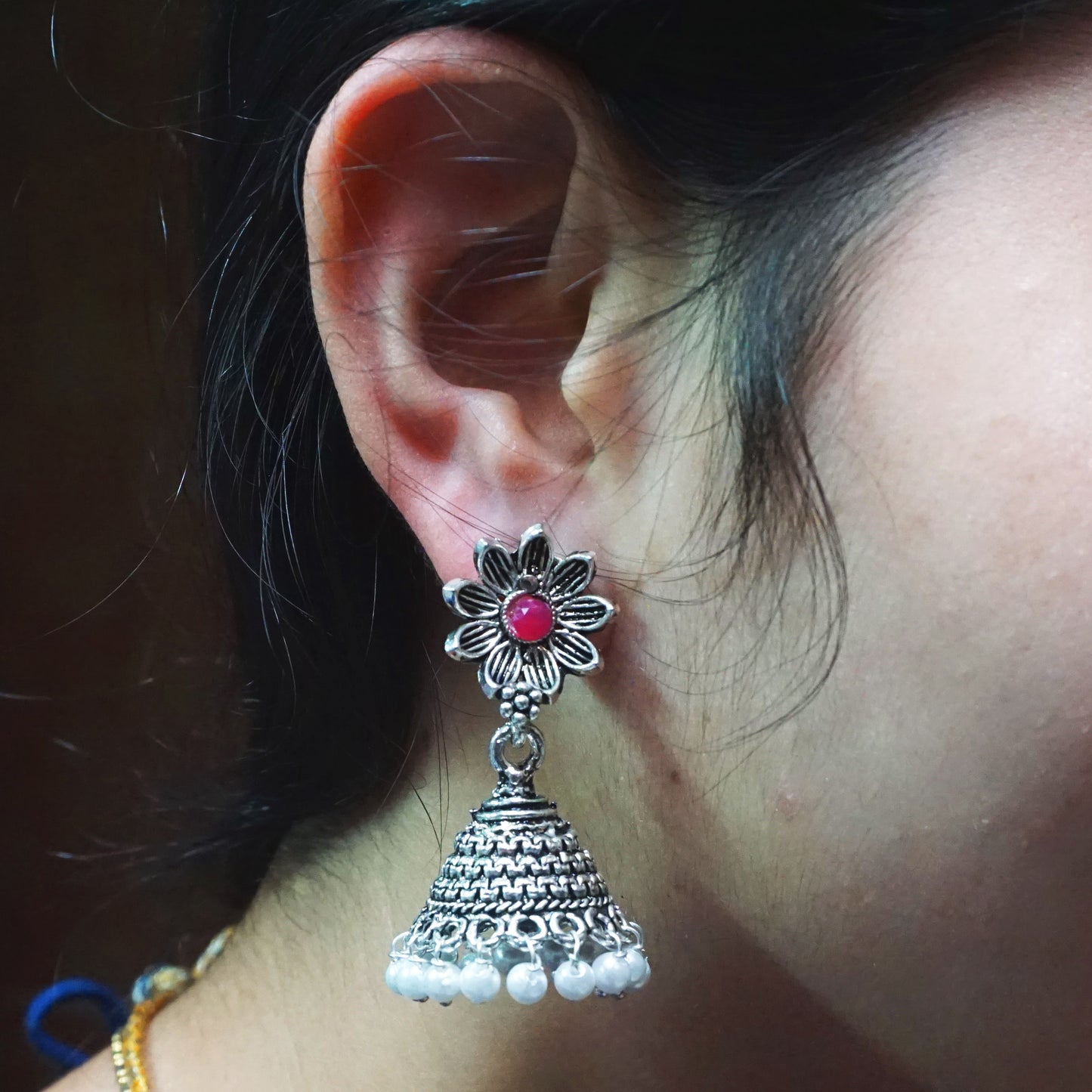 Oxidized Silver Jhumka Earring For Women
