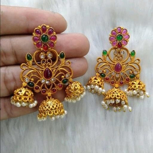 Matt High Gold Plated Jhumki Earring