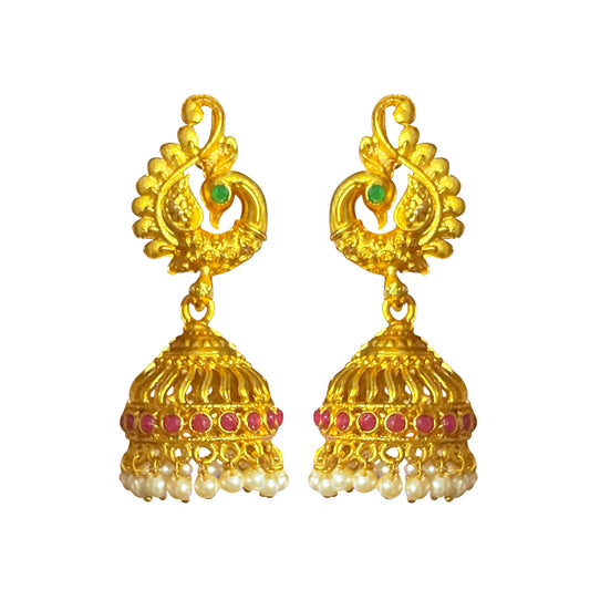 Peacock Matt Plated Jhumki Earring