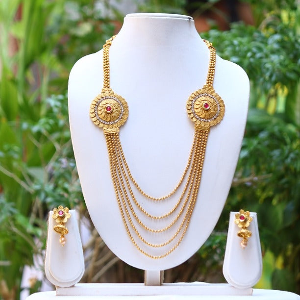 Round 5 String Gold Plated Necklace Set