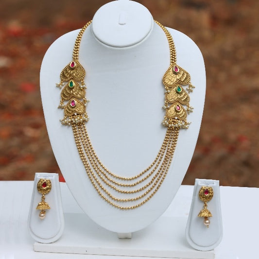 Dil Stylish 5 String Gold Plated Necklace Set