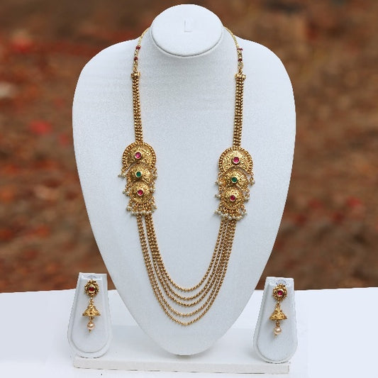 Chand Shape Stylish 5 String Gold Plated Necklace Set