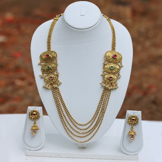 Eagg Shape Stylish 5 String Gold Plated Necklace Set