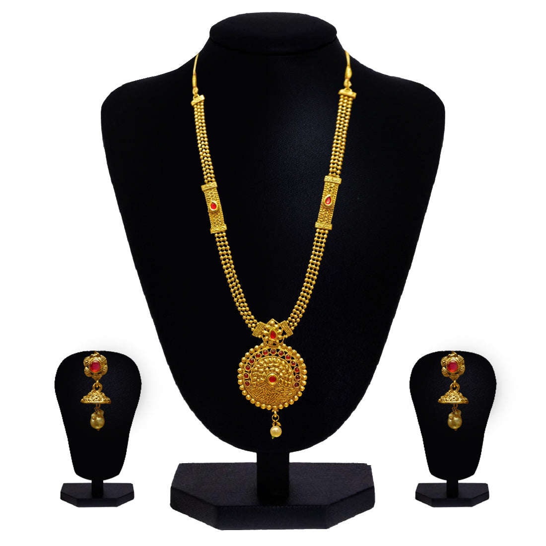 Look Ethnic Gold Plated Long Necklace For Women (LEMZL00028)