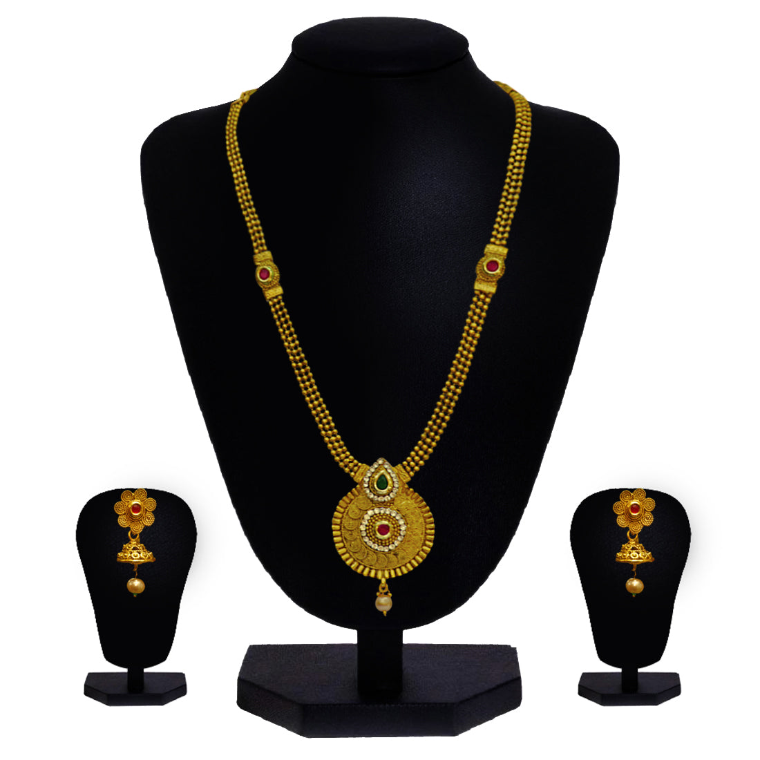 Look Ethnic Gold Plated Long Necklace For Women (LEMZL00030)