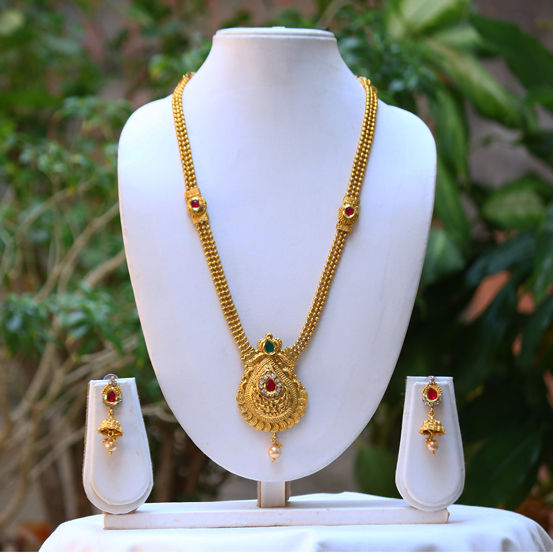 Traditional Mango Shape Gold plated Necklace Set