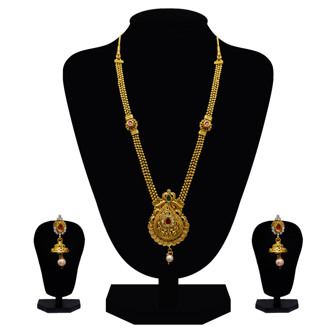 Look Ethnic Gold Plated Long Necklace For Women (LEMZL00041)